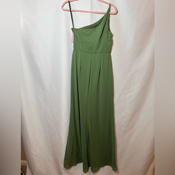After Six One Shoulder Trumpet Gown With Front Slit Vineyard Green 8R - Picture 4 of 12
